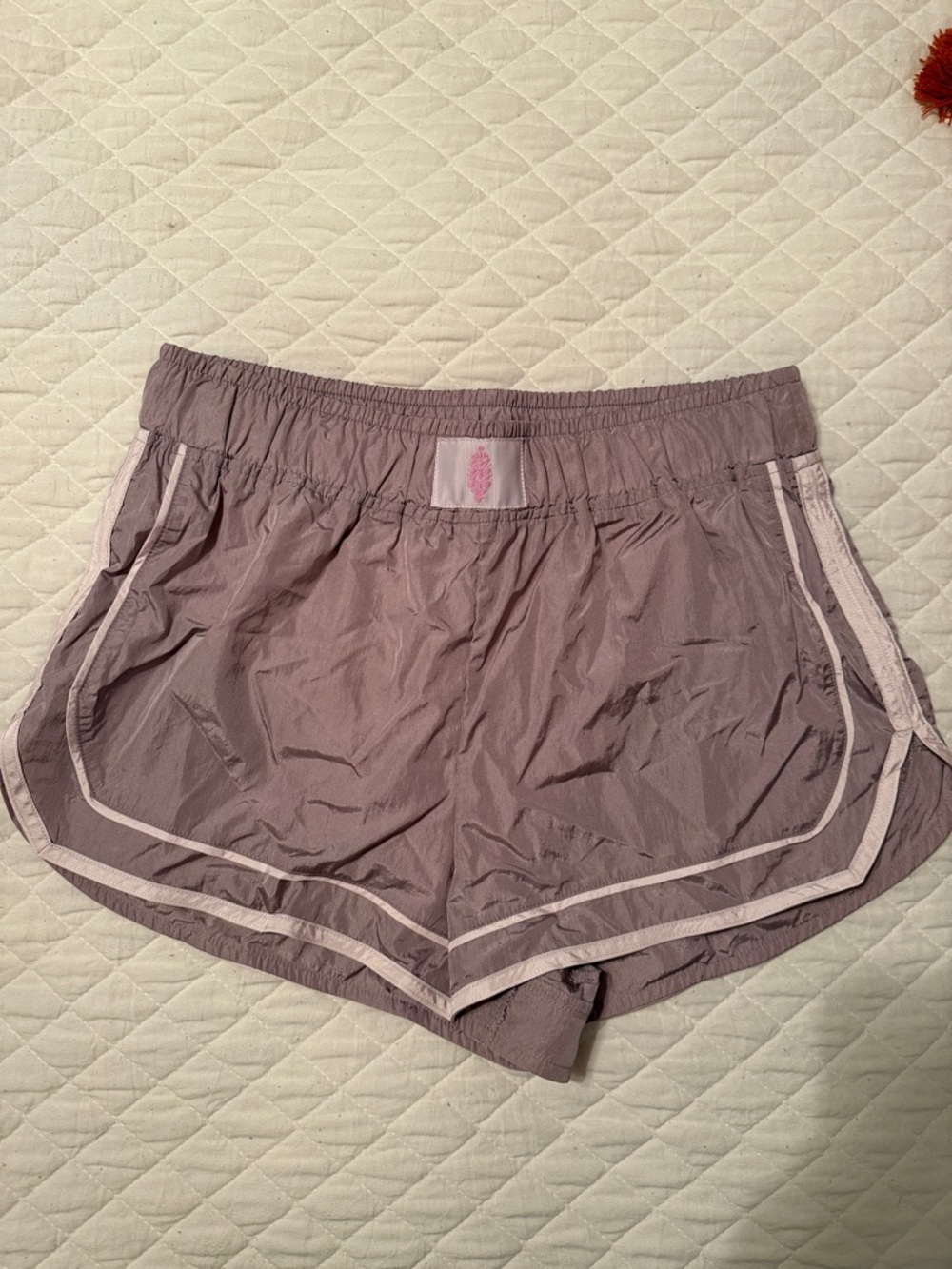 FP Movement by Free People Lilac Athletic Shorts with Pale Pink Trim
